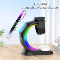 65622623-63e9-4ecb-8dd1-792208f766ec.jpg 4 In 1 Magnetic Wireless Charger Fast Charging For Smart Phone Atmosphere Light Charging Station For Airpods Pro I-phone Watch