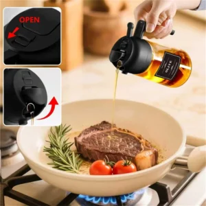 2-in-1 Oil Sprayer & Pourer – Glass Bottle 470ml for Cooking